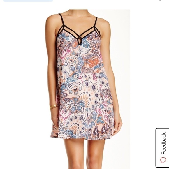 Lush Dresses & Skirts - Lush Pink Boho Mini Shift Printed Flowy Dress